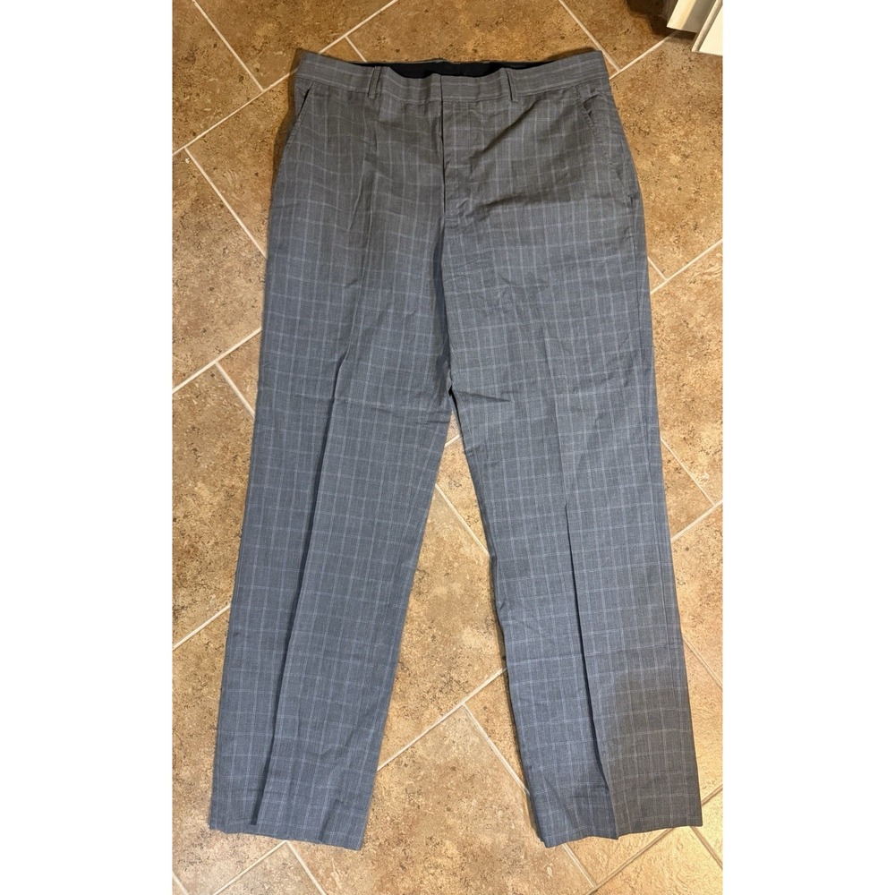 Banana Republic Modern Fit Men's Dress Pants Grey Plaid Check Size 36x32